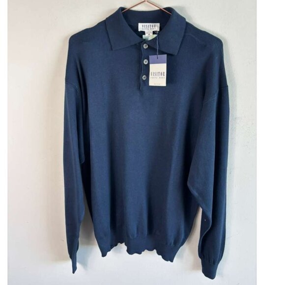 Visitor Poeta Moda Mens Long Sleeve Quarter Zip Sweater Blue Size Medium - Picture 1 of 12